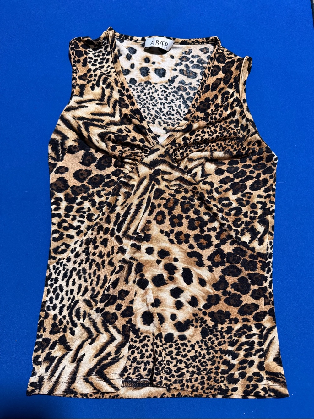 A. Byer Leopard-Print Twist Front Tank Top - Brown/Black/Cream